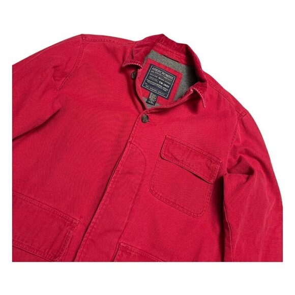 VINTAGE ABERCROMBIE & FITCH Red Cotton Lined Chore Coat Jacket Mens Small - Picture 5 of 5